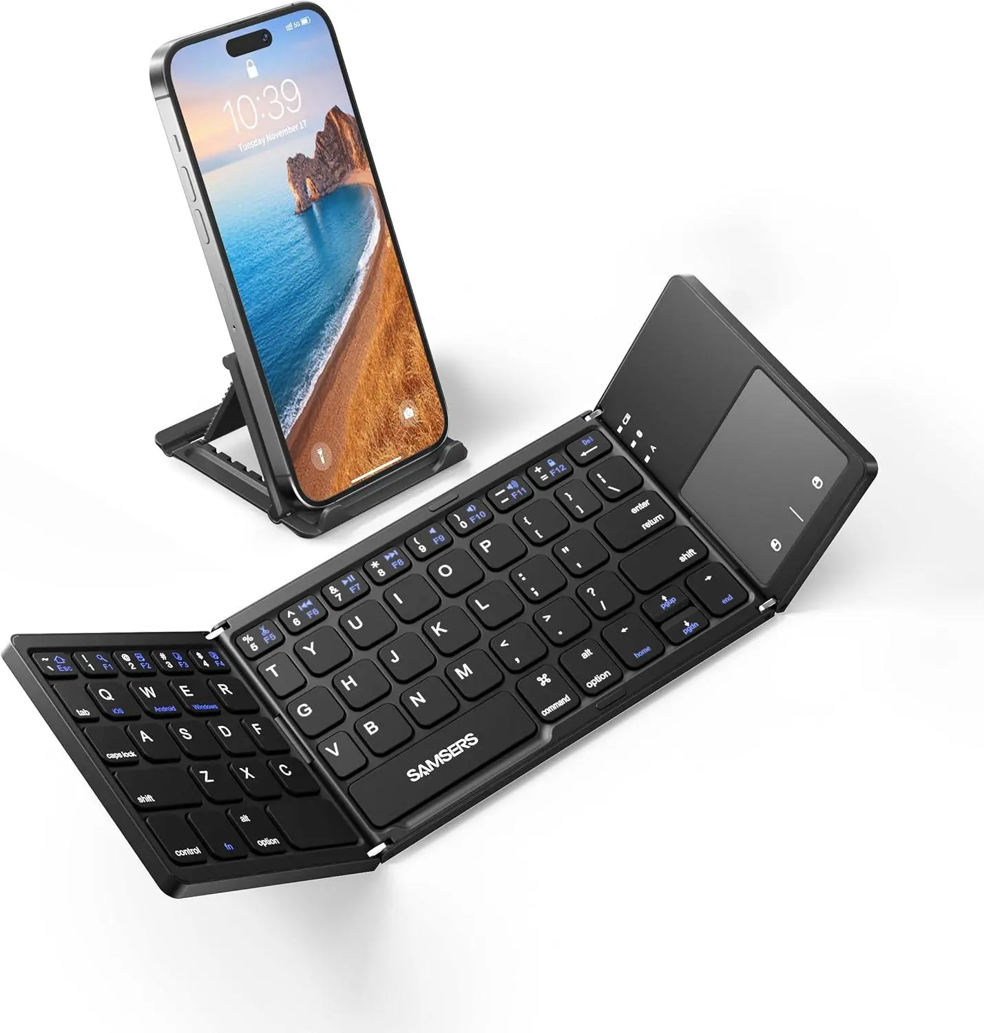 Foldable Bluetooth Keyboard with Built-in Touchpad – Ultra Slim Pocket-Sized for Travel & Work Anywhere Samsers