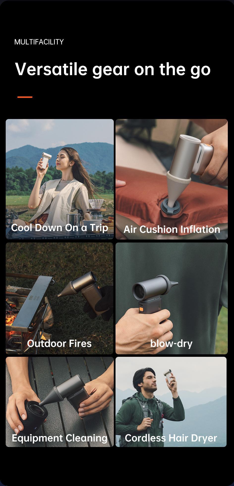 JISULIFE Portable Handheld Turbo Fan 100 Speeds Adjustable Mini Personal Fan 9000mAh USB Rechargeable Battery Operated LED Display Compact Design