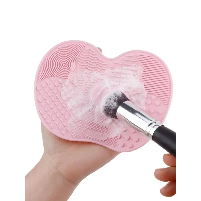 Foodgrade Silicone Makeup Brush Cleaner Mat with Suction Cup Multizone Textured Wash Pad for Brushes Sponges Face Cleaning Korean Skincare Beauty Tool Black Pink Light Pink