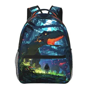 Jurassic World backpack with large capacity — Jurassic World laptop backpack for daily commuting, business, and hiking; cartoon casual Jurassic World merchandise travel daypack and school bag for kids, women, men, and gift giving.