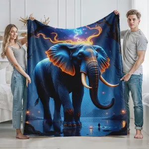 Electric Blue Elephant Blanket for Living Room and Bedroom Use Ideal for Nature and Animal Lovers Perfect Birthday Christmas and Holiday Gift for Home Decor and Cozy Comfort Enthusiasts Soft Warm Throw for Couch Sofa
