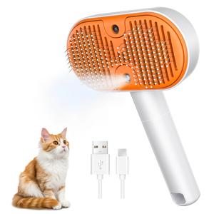 【Furlyn】Pet spray hair removal comb,Steam Brush for Shedding  3 In 1, UV light one button hair removal comb  spray odor removal cat brush, dog beauty brush for Long & Short Hair