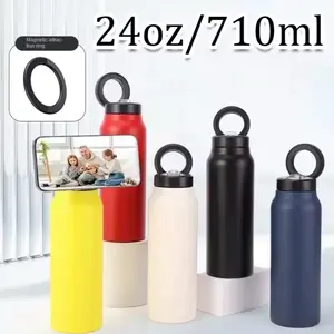 2024 720ml Unique Magnet Water Bottle 304 Stainless Steel Insulated Magsafe Water Bottle with Magnetic Cell Phone Holder 24oz 710ml