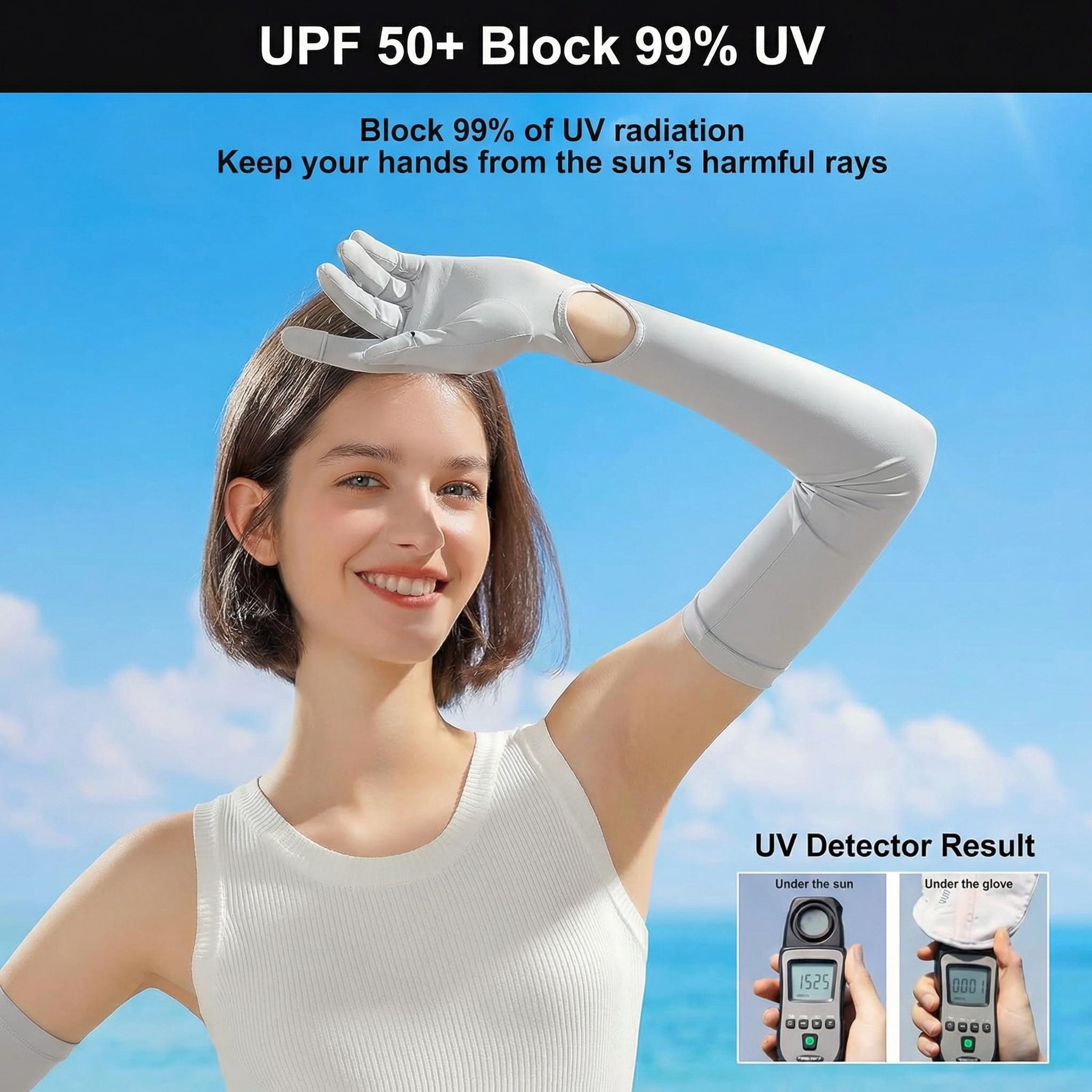 UV Protection Driving Gloves for Women, Full Arm Sun Protection Sleeves with Finger Holes for Outdoor Activities