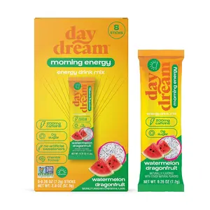 Day\/Dream Morning Energy Drink Mix - Watermelon Dragonfruit, 200mg Natural Caffeine from Green Tea, Guarana, and Yerba Mate, L-Citrulline, L-Arginine, Acetyl L-Carnitine, Stevia Sweetened, Zero Sugar, Non-GMO, Stick Packs