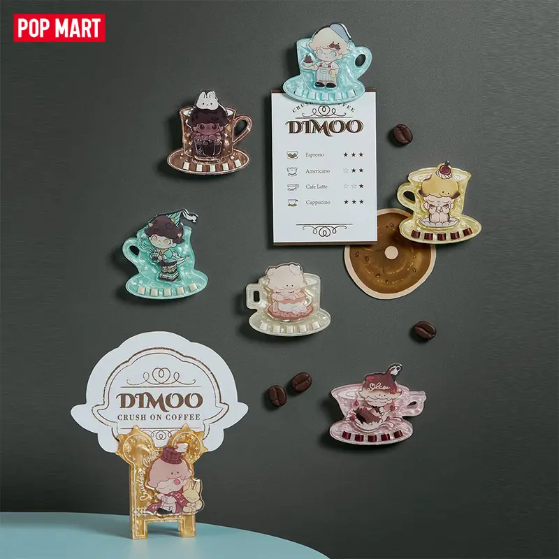 POP MART DIMOO Crush On Coffee Series-Acrylic Fridge Magnet Clip Blind Box