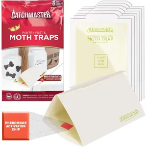 Pantry Pest & Moth Traps 6-Pk, Bug Killer for Kitchen Storage & Pantry Cabinet, Sticky Glue Traps for House, Protect Pet Food and Kitchen Cabinet Storage