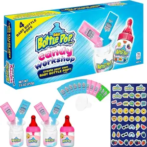 Candy Making Kit 4 Count Lollipops w/Powdered Sugar Dip in Assorted Fruity Candy Flavors - Fun DIY Candy Kit For Party Favors - Lollipop Making Kit Snack Bonbon Sweet popin cookin bean boozled lollipop plays music fruit snacks
