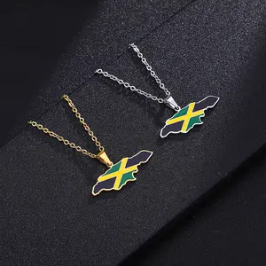 Jamaica map pendant necklace oil drop geometric pendant necklace couple jewelry souvenirs no fading