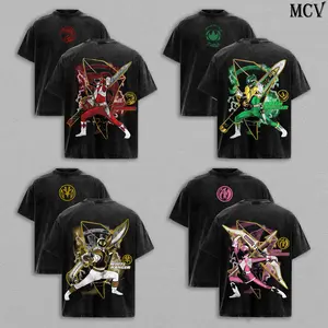 [COLLECTION] Mighty Morphin Power Rangers Tee - Green Ranger, White Ranger, Red Ranger, Black Ranger, Blue Ranger, Pink Yellow Ranger T-Shirt Menswear Top Heavy Cotton Tee Double Printed Washed Oversize Streetwear Retro Graphic Tee Superhero TV Show Movie