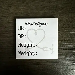 Vital Signs Sticky Notes for Nurses! Bp/HR/H/W!