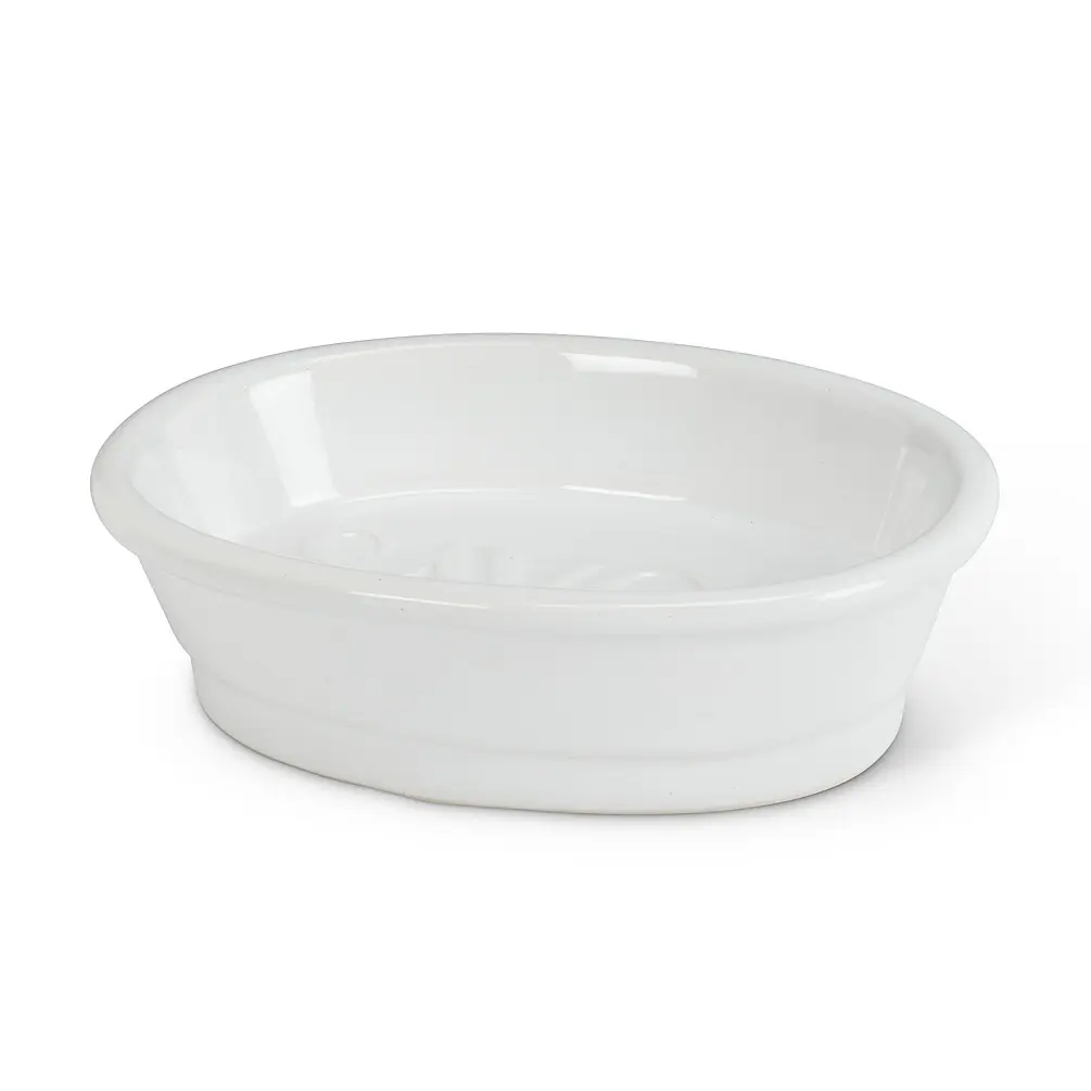 212 MAIN Ceramic Oval Bar Soap Dish - 5 in. White French-Style Soap Saver, Bathroom Home Supply Accessory, Bar Soap Soap Dishes