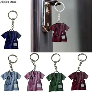 5PCS Personalized Nurse Stethoscope Keychain Set, Cute Medical Badge Reel Charm and ID Holder Accessory for Nurses, Nursing Students and Healthcare Workers, Durable Hospital Lanyard Pendant, Graduation Gift, Nurse Appreciation Gift and Everyday Work Essen