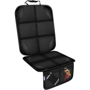 Car Seat Protector, Thick Padding Seat Protector Under Car Seat, 600D Waterproof Non-Slip Fabric Seat Cover for Child and Pet with Pockets (Black 1 pcs)