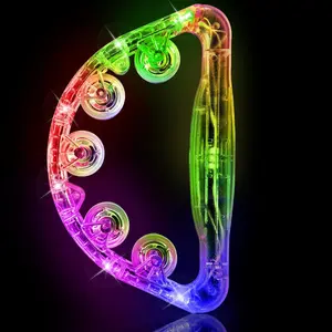 GJ P-MT021 LED Tambourine, Light Up Toys Handheld Musical Flashing Tamborine Autism Toys Party Supplies for Birthday Anniversaries Gifts for Kids Adults Teens