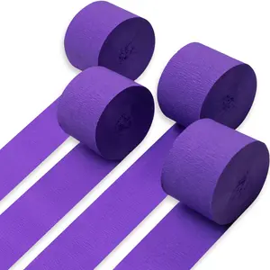 PartyWoo Dark Purple Crepe Paper Streamers, 4-Piece 328ft Pack, Party Decorations for Birthday, Wedding Festive Supplies