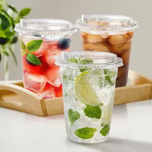 360ml Clear Plastic Cups 10 Set with Leakproof Sip Lids Iced Coffee Cups Milkshake Cups Cold Drink To-Go Beverage Cups Durable Crack-Resistant for Home Stock Restaurant Party Cafe Takeout