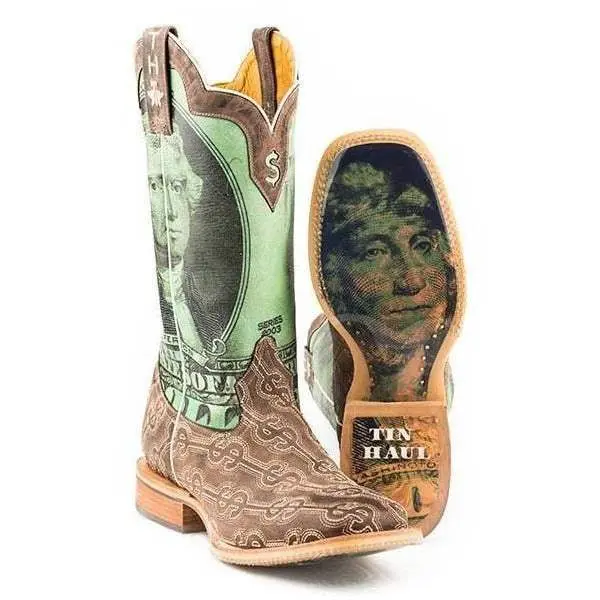 Men's Tin Haul Deuce Boots With Take The Money And Run Sole Handcrafted Brown