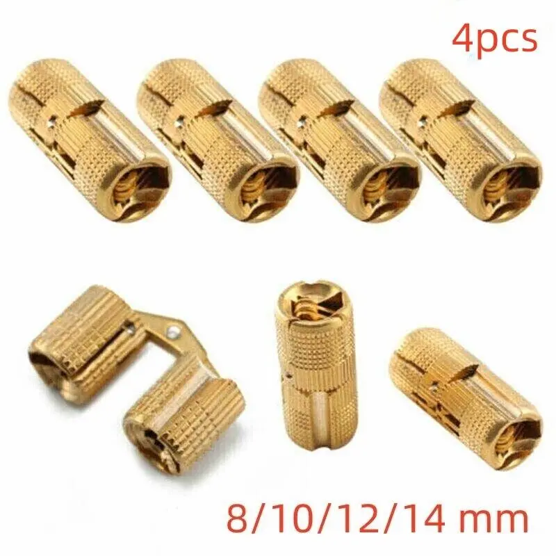 4PCS Pure Copper Concealed Cabinet Hinges, Rust-Proof Hardware, Smooth Silent Opening, Adjustable Precise Fit Design, Ideal for Kitchen Cabinets & Wardrobes, 4 Pcs