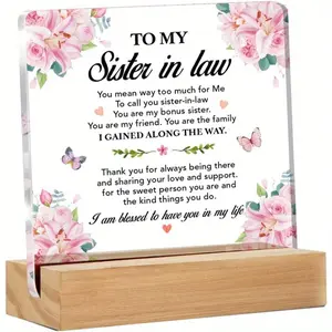 Acrylic Sister-In-Law Appreciation Plaque, Inspirational Message, Sentimental Gift for Sister-In-Law, Heart-Shaped Keepsake Sign, Acrylic Plaque Decor