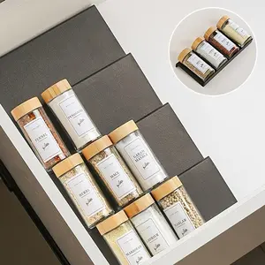 4-Piece Set Plastic Kitchen Spice & Condiment Storage Rack, Multi-Functional Drawer Organizer, Makeup Cabinet Display Stand