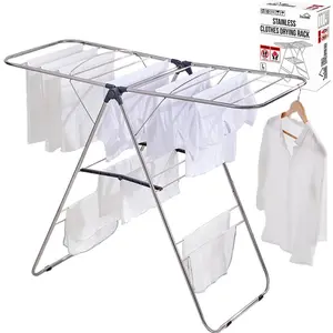 25NEW Stainless Steel Clothes Drying Rack(L)-Foldable,Lightweight,Anti-Slip Elastic Rods, ,Indoor & Outdoor Use,Rust-Resistant,Towels Drying,Underwear, Clothes-L Sizes