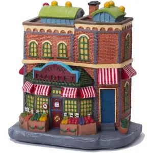 Christmas Village House with Light Light up Market Scene Holiday Decor Building