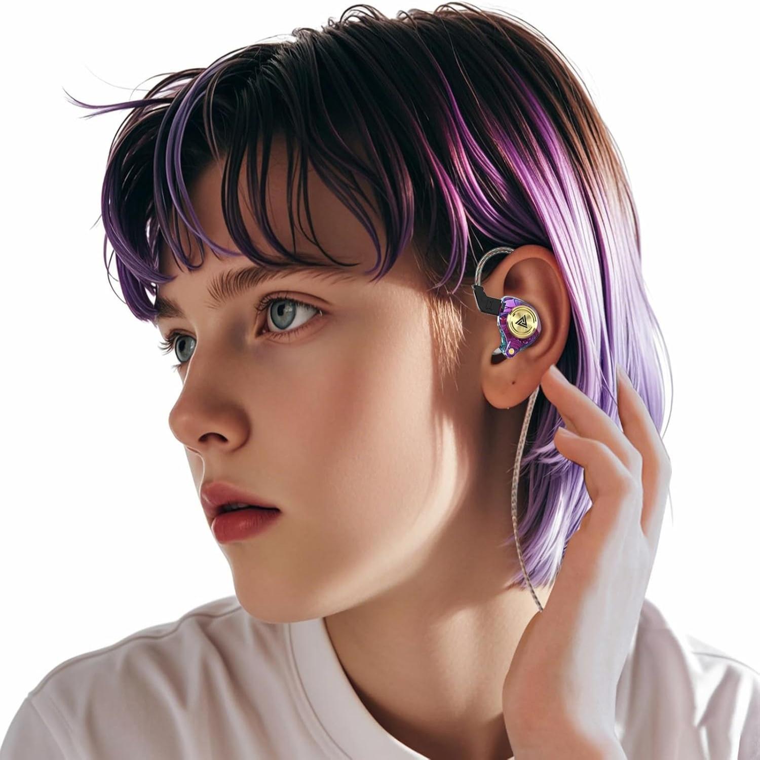 1/2Pcs Wired Gaming Earbuds, QKZ AK3 in Ear Monitors Headphones, Deep Bass Sound Wired Earbuds, HiFi in Ear Headphones with 1DD 10mm Dynamic Driver, IEM for Music Gaming Video Calling