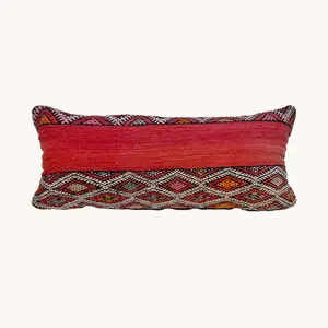 Upcycled Moroccan Kilim Lumbar Pillow