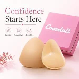 Cocodoll Sticky Push-Up Bra Cups, Reusable Sweat-Resistant Backless Adhesive Inserts, Portable Waterproof Women's Underwear Accessories