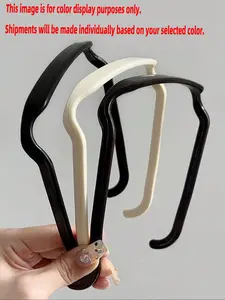 Women's Solid Color Square Hair Hoop, Durable Plastic Minimalist Design, Perfect for Everyday & Parties, Long Hair Accessory, Square Headband