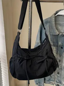 Gentle, sweet, relaxed and versatile large capacity tote bag, fashionable solid color series practical texture simple style shoulder bag, multi pocket design, can accommodate tablets, files, personal items