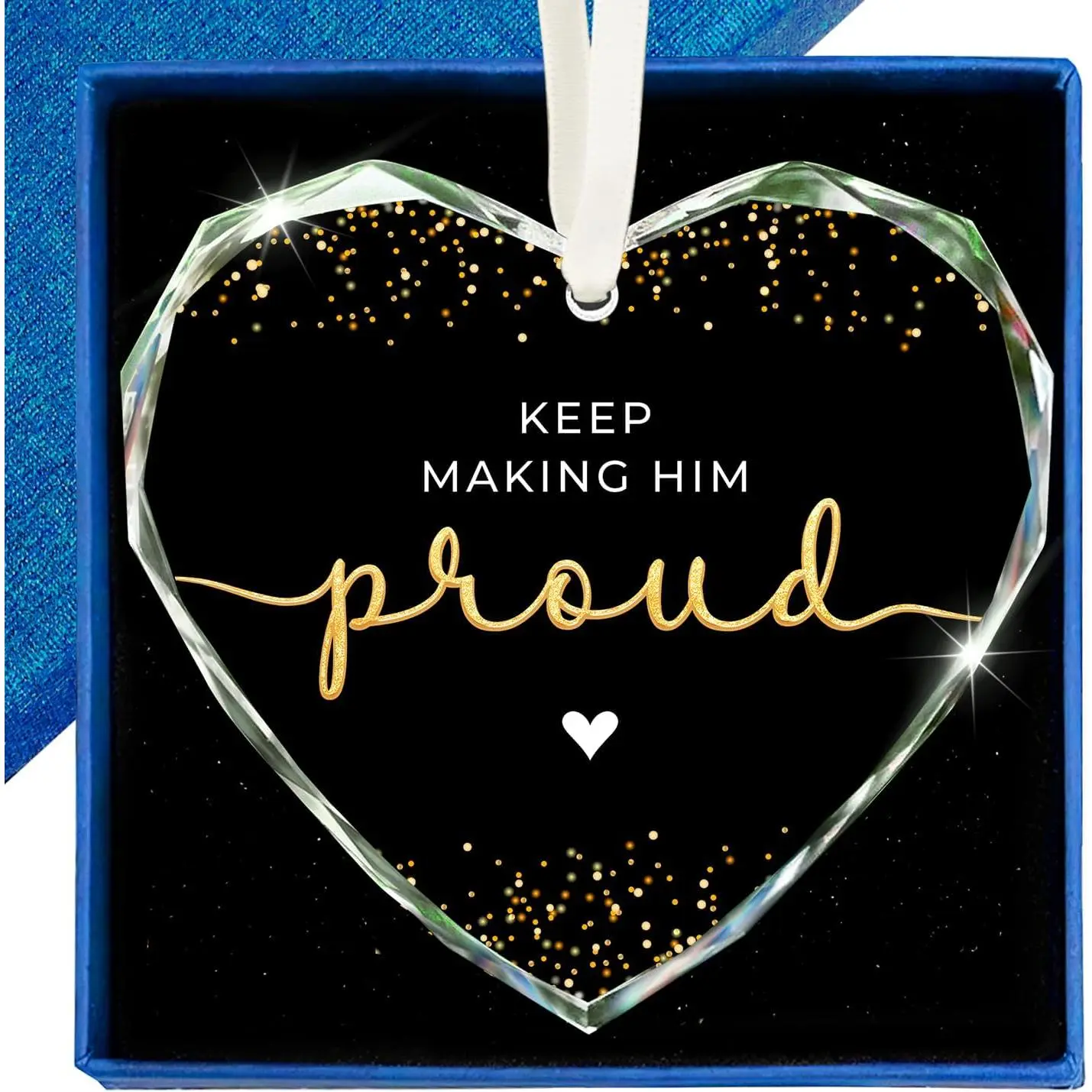 Keep Making Him Proud Ornament - Memorial Gifts for Loss of Dad Father Grandfather Husband Son - Memorial  for Men - in Memory of Loved One, Bereavement Remembrance  - Glass Ornament