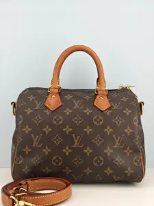 Pre-owned Monogram coated canvas with natural leather trim Shoulder Bags Louis Vuitton Speedy Bandoulière 25 Monogram Canvas【MB4119】