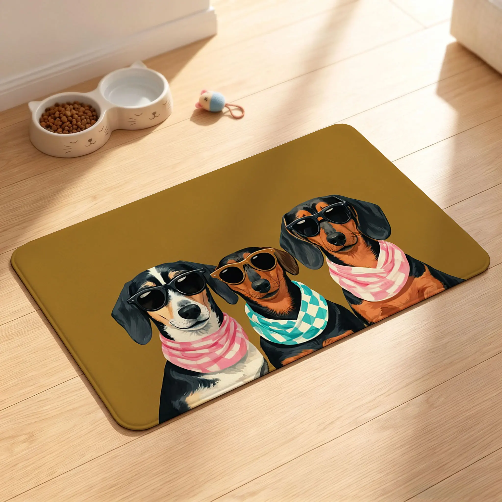 Quick-Clean Pet Feeding Pad - Non-Slip Backing, Durable PVC Material, Roll-Storage Mat for Hardwood, Tile Floors, Dogs