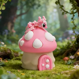 Cute Mushroom House & Dragon Model Plastic Figurine, Desktop Decoration Sculpture, Decorative Sculptures, Desktop Statue, Holiday Gift, 3D Printed Adorable Home Ornament, Decorative Ornaments