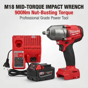 Milwaukee M18 FMTIWF12 Cordless Impact Wrench 18V High Torque 664 ft-lb Nut Busting Power with 3 Speed Mode for Heavy Duty Automotive Repair and Construction Machinery Maintenance M22 Bolt Capacity Naked Tool