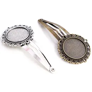 20mm 5pcs  Antique Silver Bronze Plated Copper Material Hairpin Hair Clips Hairpin Base Setting Cabochon Cameo