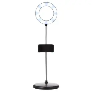 Vivitar Vlogging Desk Lamp with White LED Ring Light and Smart Phone Holder, Black