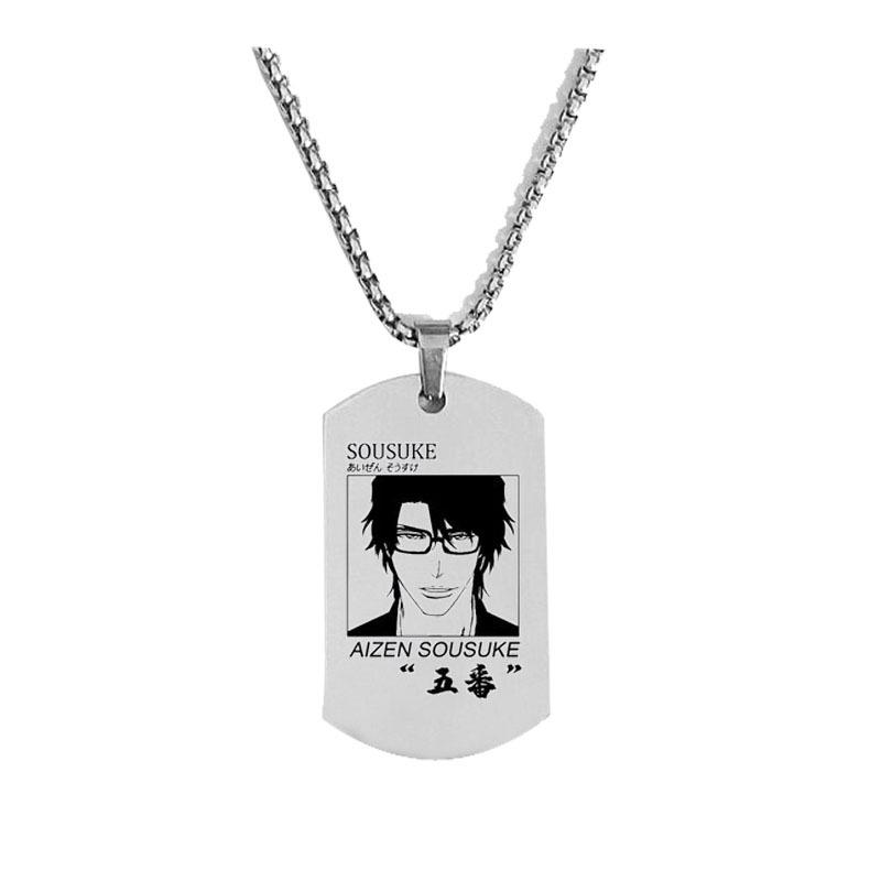 Anime Bleach Gotei 13 Captain Necklace Stainless Steel Laser Pendant Lchimaru Gin Aizen Sousuke Unohana Retsu Necklace For Fans