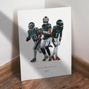 [Unframed] Philadelphia Eagles Poster, Jalen Hurts Poster, Saquon Barkley Poster, AJ Brown Poster, Eagles Fans, 8x10 Illustrated Art Print