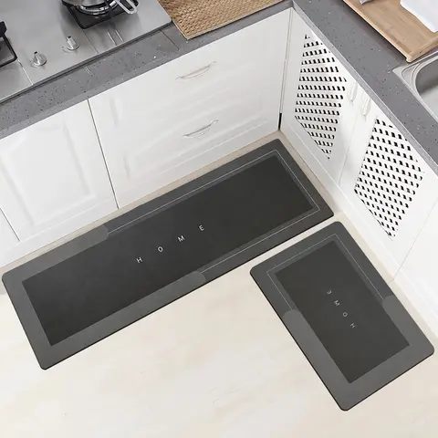 Kitchen Absorbent Mat Set Non-Skid Waterproof Wipeable Comfort Standing Kitchen Rugs and Mats Wipeable Wash Free Long Strip Carpet