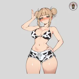 Kawaii Himiko Toga Sticker Cow Print Outfit Waifu Decal Funny Aesthetic Waterproof Vinyl Laptop Car Gift