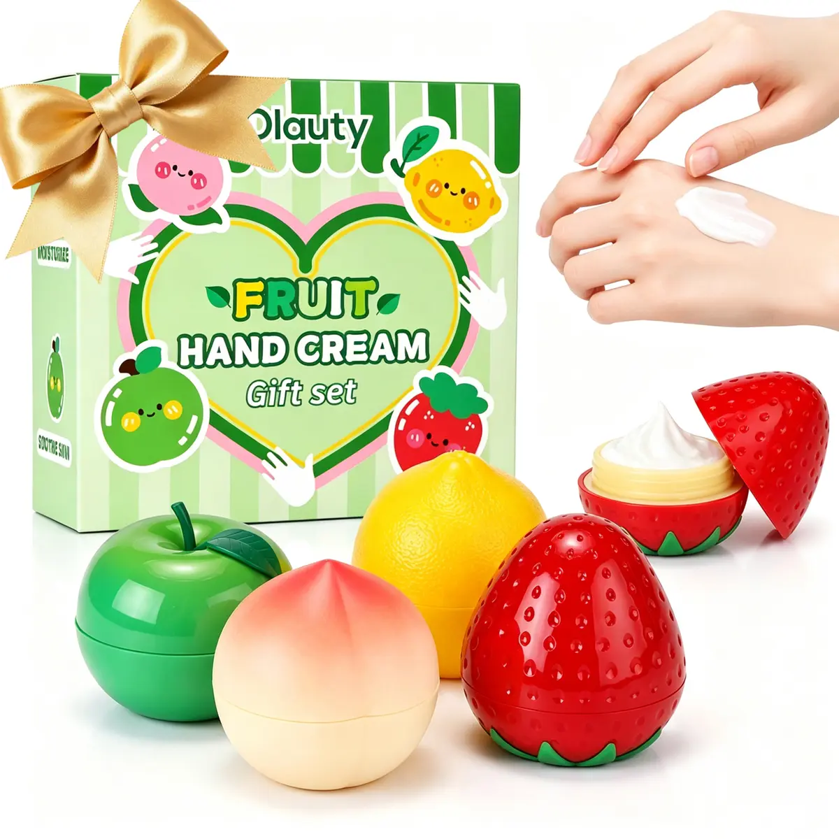 2/4 Pcs Cute Fruit Hand Cream Set, Moisturizing Hand Lotion for Dry Rough Hands, Scented Moisturizer Gift Kit-Strawberry, Apple, Lemon, Peach-Perfect for Birthdays, Valentine's Day, Mother's Day or Christmas