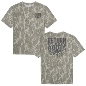 Return To Your Roots Camo T-Shirt, Vintage Bottomland Camo Graphic Tee, Roots Hunting Heritage Shirt, Meaningful Outdoor Lifestyle Tee, Retro Wood Camo Roots Top