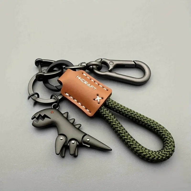 1 Set Cute Dinosaur Keychain, Alloy Keychain with Rope Lanyard, Frosted Aluminum Alloy, Figure 8 Buckle, D-Ring, Car Key Ring, Backpack Charm, Key Chain For Car Keys, 7+ Versatile Uses, Halloween Party Favors, Decor & Gifts for All Ages