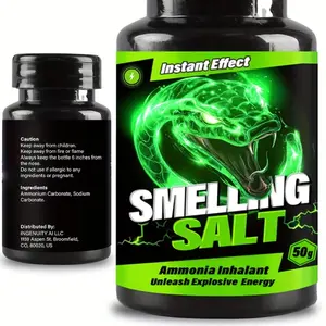 Smelling Salt – Instant Ammonia Inhalant – Explosive Energy & Focus Boost – 50g – For Powerlifting, Weightlifting, Bodybuilding, MMA – Professional Grade – USA Supply