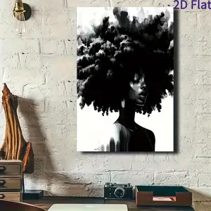 1 Piece Framed Canvas Oil - Black and White Flowing Hair Female Portrait, Modern Farmhouse Style Decoration - Living Room, Office Large Size Wall Art, Gothic Home Decoration - Comes with Easy Hooks - Halloween Gift Idea, Abstract Artwork, High-Quality Pri