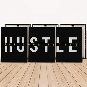 Wooden Framed Canvas Painting, 3 Counts/set Modern Minimalist Design Modern Letter Pattern Painting, Wall Art Decor for Home Living Room Bedroom Office