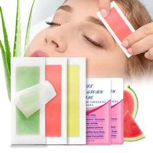 20pcs Facial Hair Removal Wax Strips, Aloe/lemon/watermelon Scent, Low Irritation, Hypoallergenic Wax, Bikini Area Use, Includes Cleansing Wipes, Portable